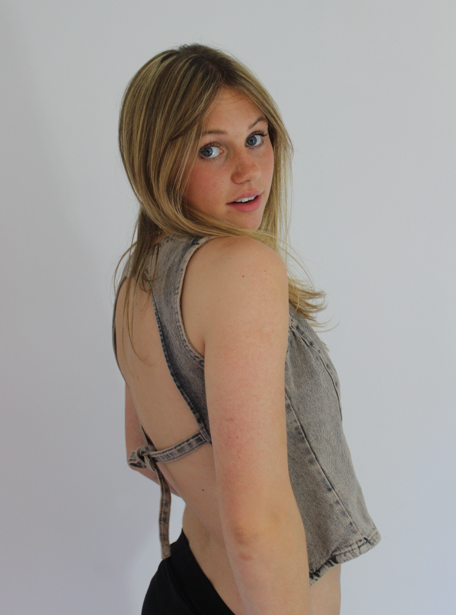 Caia's Denim backless top